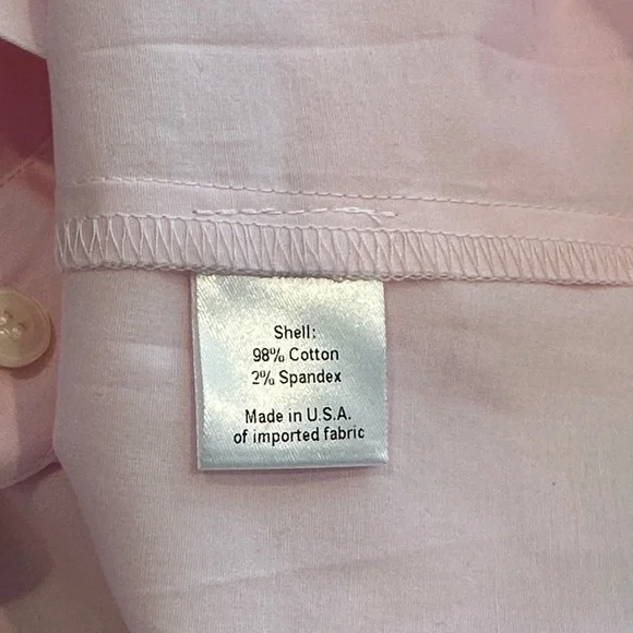 Rosie Pope Sz Medium Maternity Pink Button-Up Blouse w/White Collar & Cuffs NWT - Picture 9 of 12